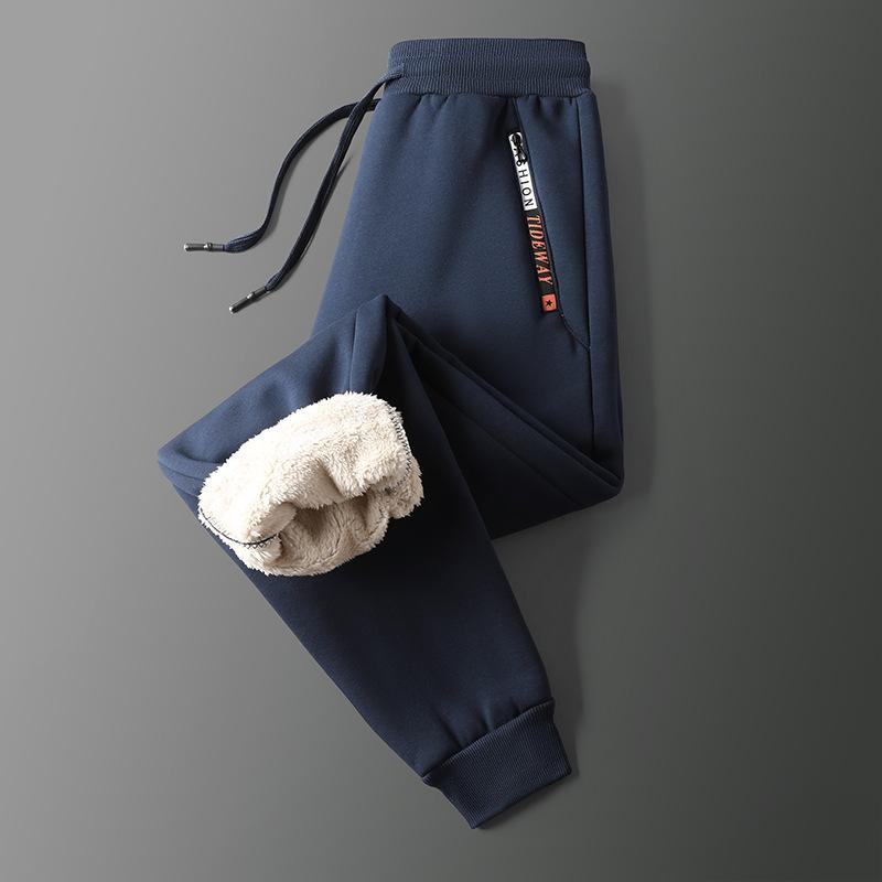 New Lambswool Pants Men's Winter Padded and Thickened Warm Pants Men's Pants Cotton Loose Casual Sports Sweat Pants