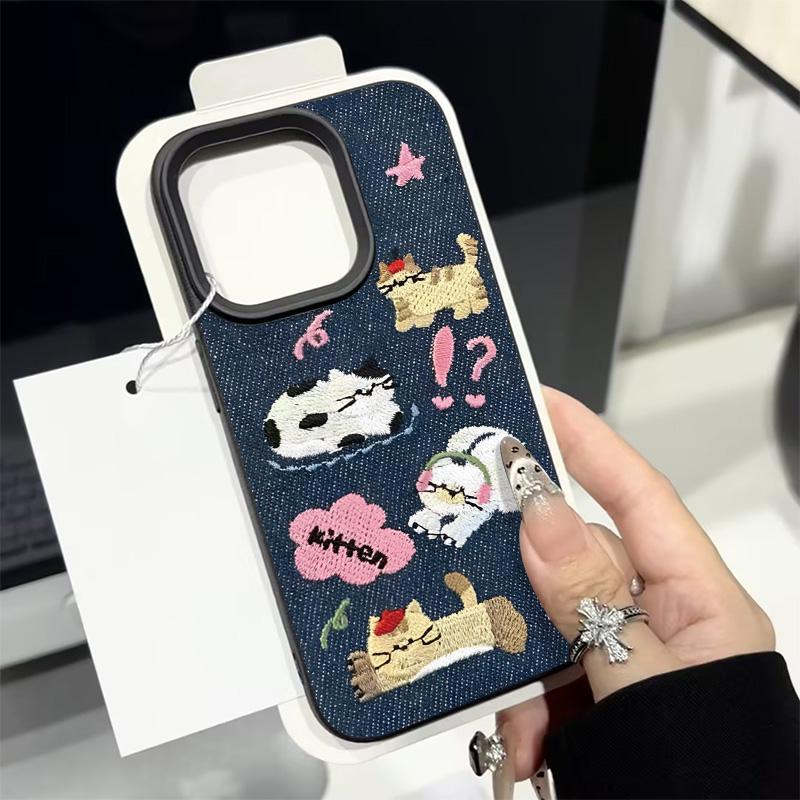 Милый Кот Щенок Звезда ковбойский Чехол Совместимый для IPhone 16 13 11 15 12 Pro Max 16 15 7 8 Plus X XS XR Max Кожаная текстура Чехол