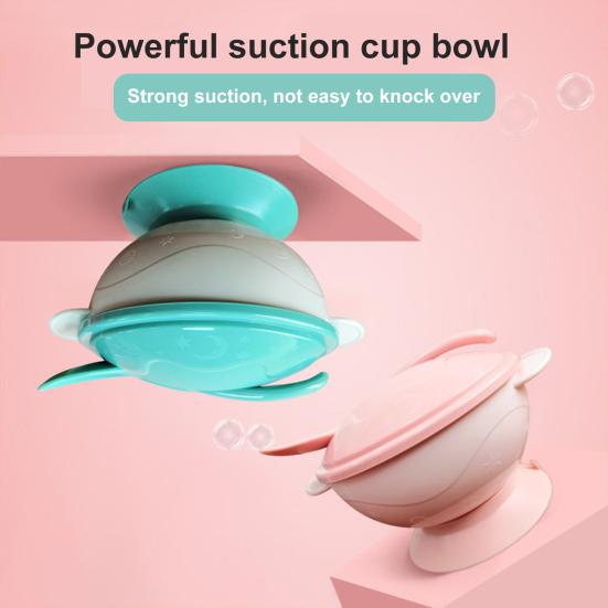 1 Set Suction Bowl with Spoon Eco-friendly Safe Long-lasting Smooth Edge Diet Training Polypropylene Suction Cup Baby Cutlery Bowl Household Supply