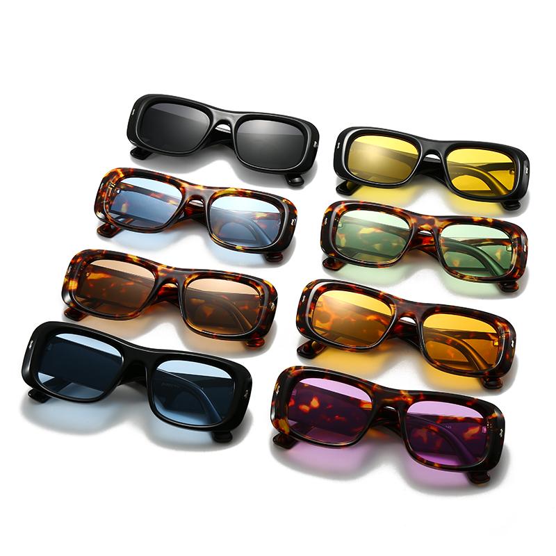 4 шт. Классические Прямоугольные Солнцезащитные Очки с Большой Рамкой Женские Новая Мода Простые Цветные Солнечные Очки Панк Очки Унисекс УФ400