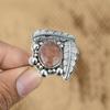 Natural Sunstone Gemstone Multi Stone Red Adjustable Ring 925 Sterling Silver