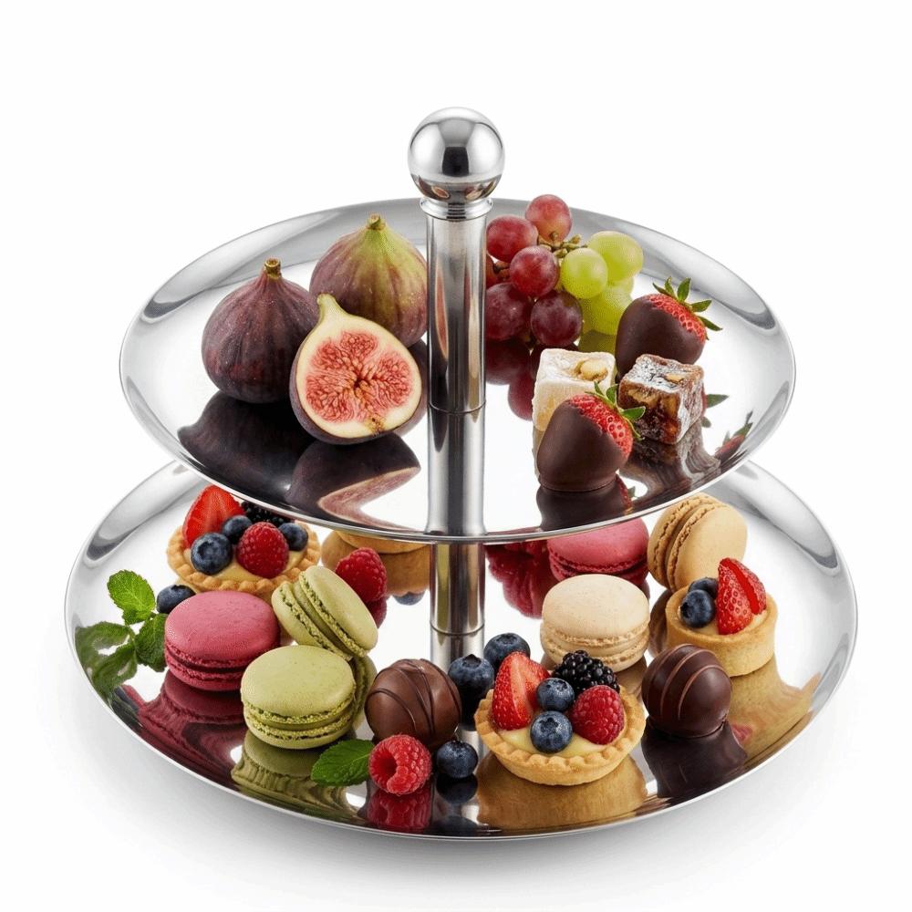 Polished Surface Serving Platter Double Layer Structure Storage Tray Display Tray Dessert Display