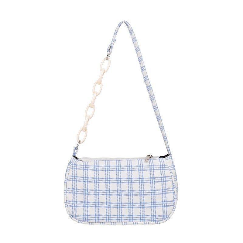 Women's Shoulder Bag Retro Plaid Underarm Bags Chain Strap Zipper Casual Designer Mini Handbags Shoulder Bag Ladies Shoulder Bag