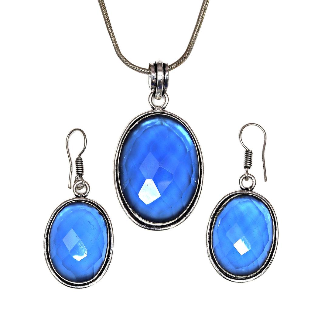 Комплект ювелирных изделий из танзанита, кварцевый драгоценный камень, подвеска, ожерелье 18-20 дюймов