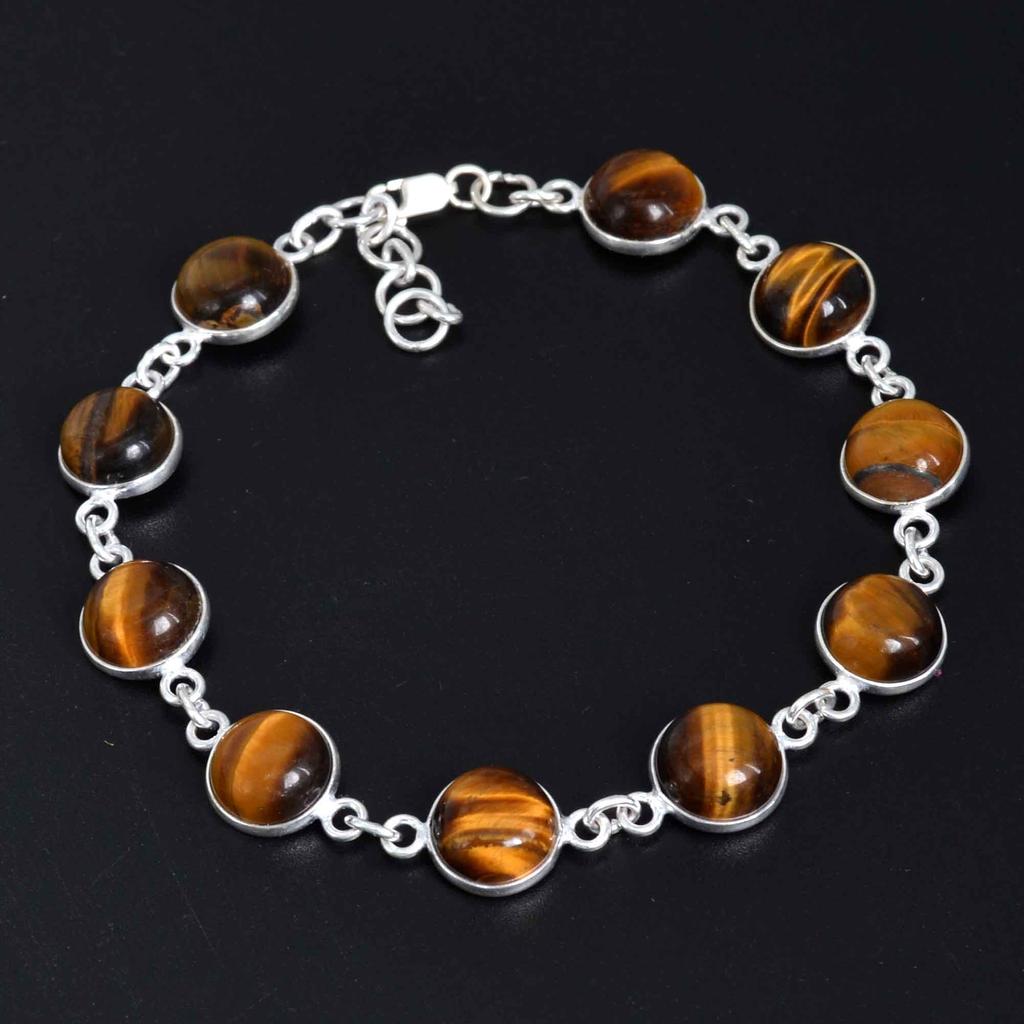 Тигровый глаз стерлингового серебра 925 пробы женский браслет ручной работы браслет ювелирные изделия, тигровый глаз овальный мужской браслет