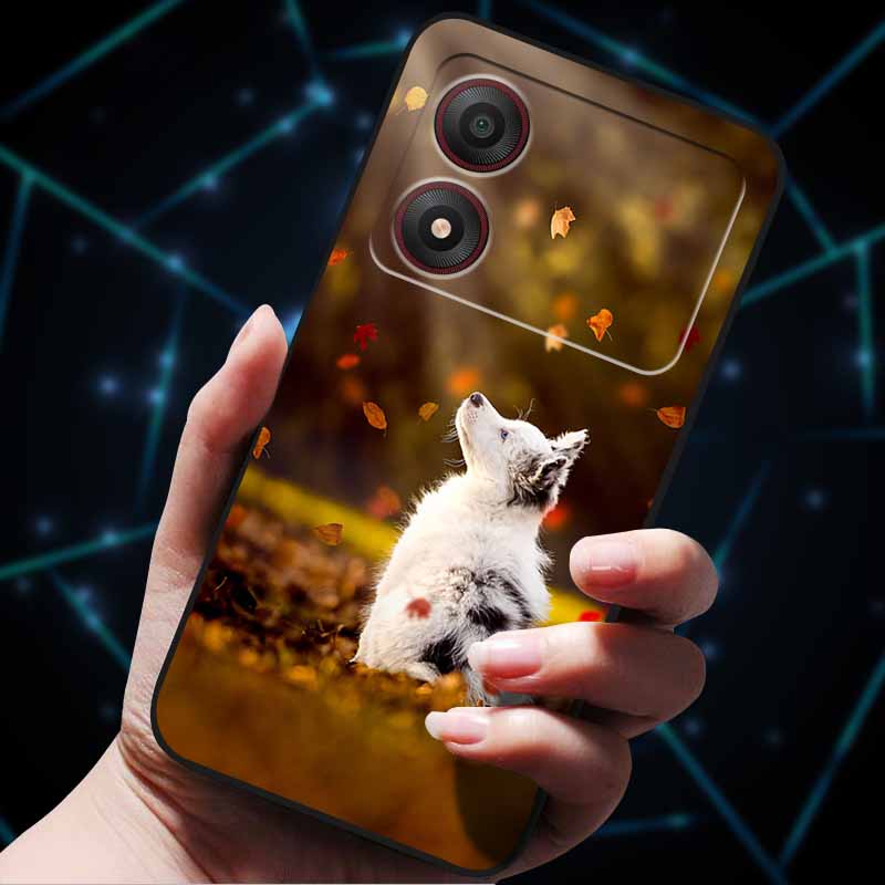 For ZTE Blade A34 4G Case Soft Silicone TPU Lovely Painted Back Cover for ZTE Blade A 34 Black Bumper for BladeA34 Protector Cat