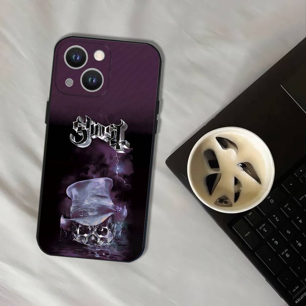 Чехол для телефона Ghost Heavy Metal Band для iPhone 17,16,15,14,13,12,11,Pro,XS,Max,XR,Plus,E,SE4,Mini Черный Мягкий Чехол