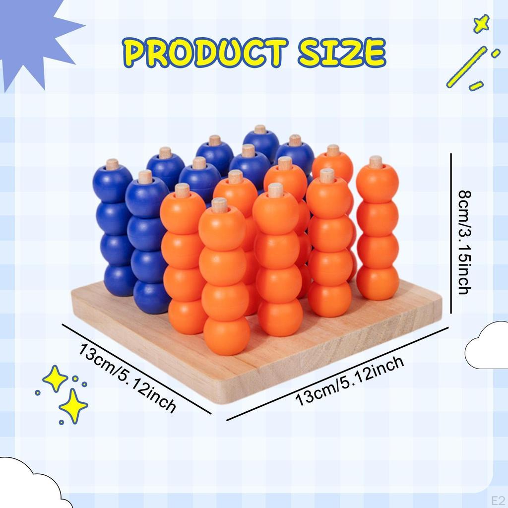 Wooden Board Game,Four In A Row Game,3D,Lightweight,Strategy for Desktop Logical Training Toy Brain