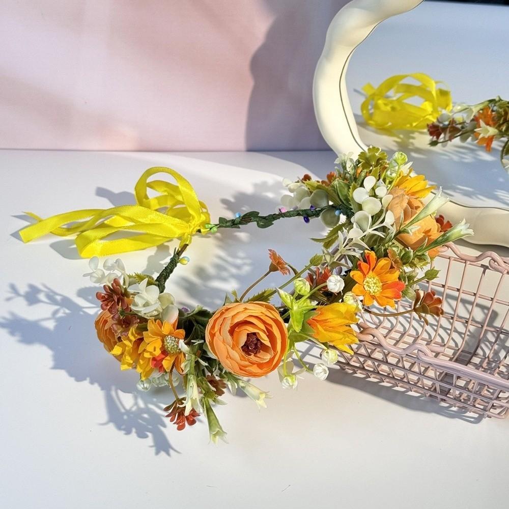 Flower Flower Wreath Adjustable Ribbon Garland Headpiece Hair Accessories Photoshoots Props