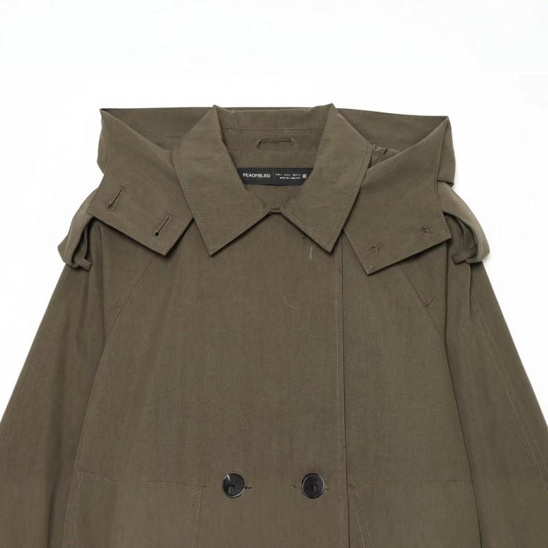 Single Piece 2026 Long Sleeve Hooded Short Trench Coat Jacket Women Casual Outerwear 6318295