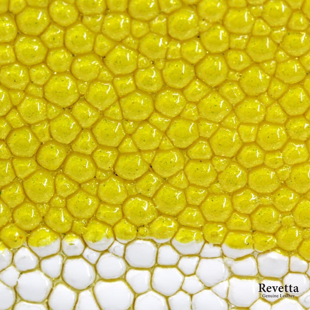 [Revetta] Длинный кошелек из кожи ската, желтый, с отделкой 'Caviar Pearl', на молнии по периметру, натуральная кожа, женский, с ремешком [233stw-2]