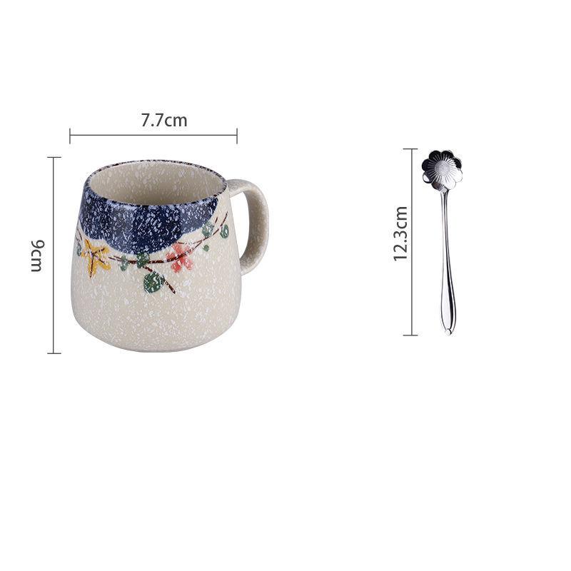 Creative Retro Breakfast Cup Underglaze Hand-painted Ceramic Mug Oatmeal Cup Chunky Milk Cup Coffee Cup Tea Cup