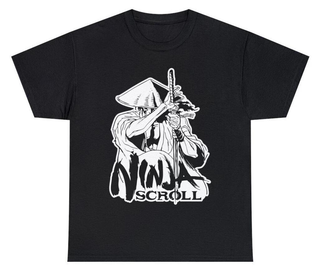 Men's and Women's T-shirts Ninja Scroll Jubei Kibagami BW Anime Manga