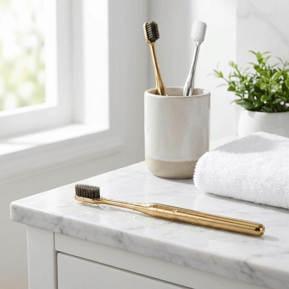 Luxury Manual Toothbrush Gold Silver Adult Tooth Brush Oral Care Dental Brushes Adult Use