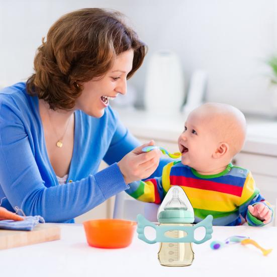 Baby Bottle Handle Reusable Food Grade Silicone Soft Grip Handle Sippy Cup Water Bottle Grip Infant Feeding Accessories