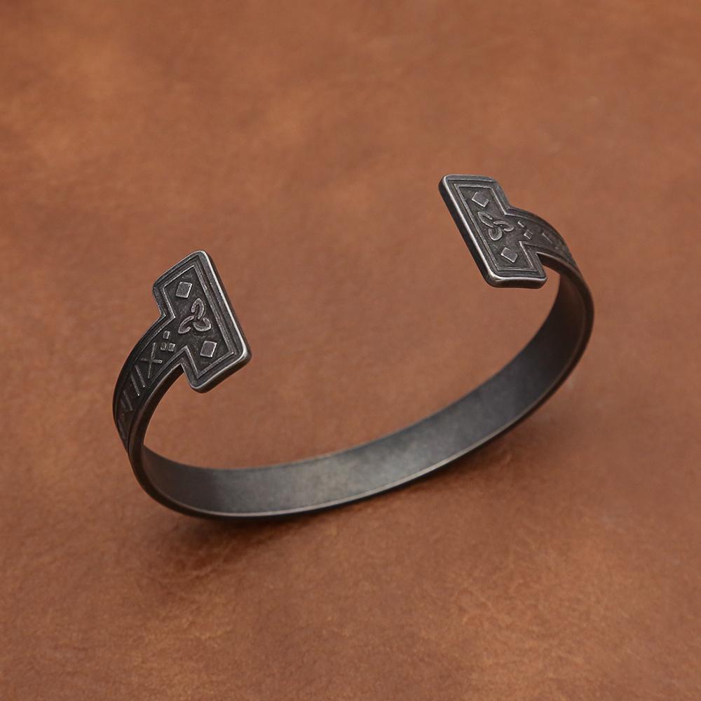 Винтажный браслет викингов с рунами для мужчин и женщин, из нержавеющей стали, в скандинавском стиле с Одином, открытый браслет, простое ювелирное украшение, подарок.