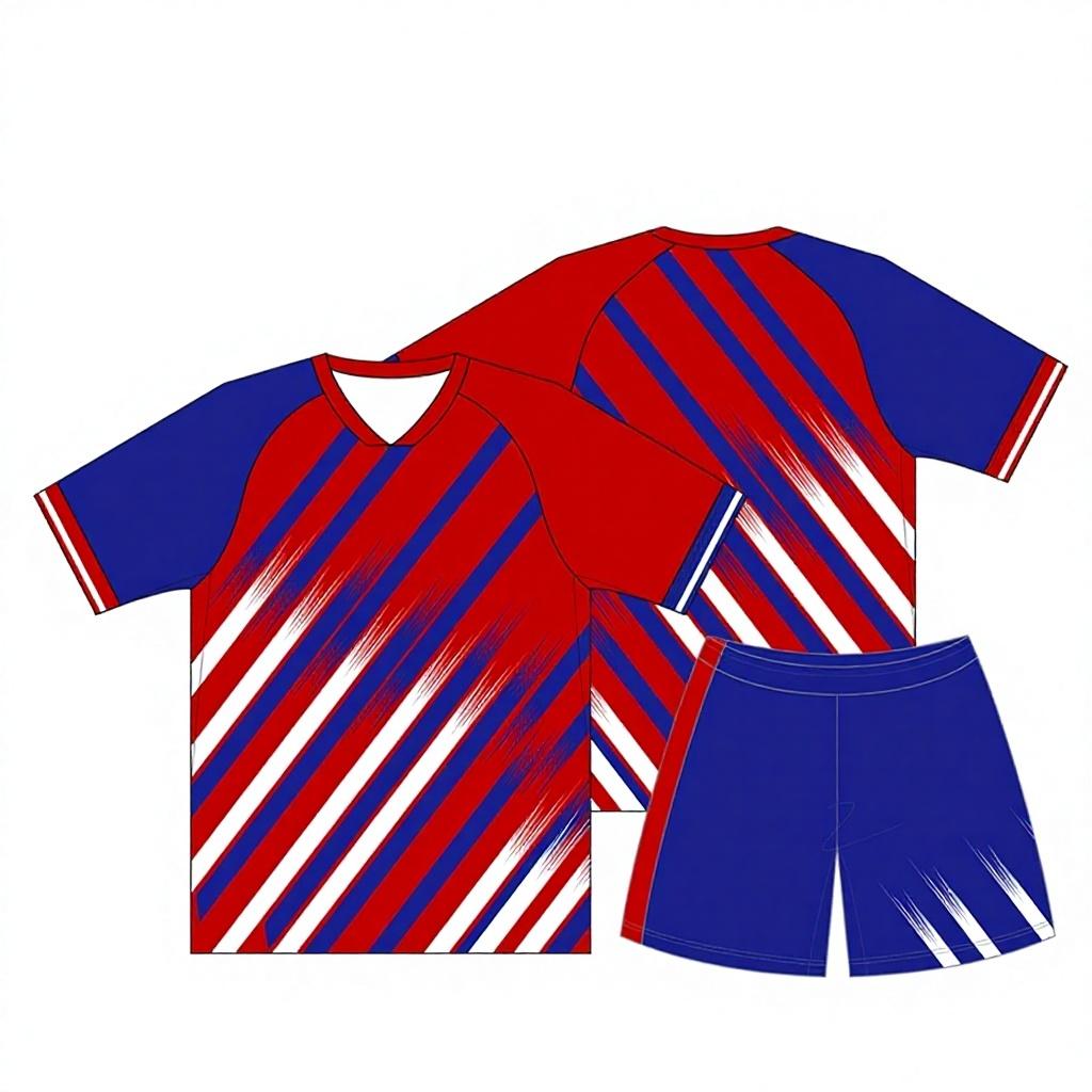Breathable 100% Polyester Children's Summer Football Suit-Short Sleeve Printed Quick Dry Performance Sportswear