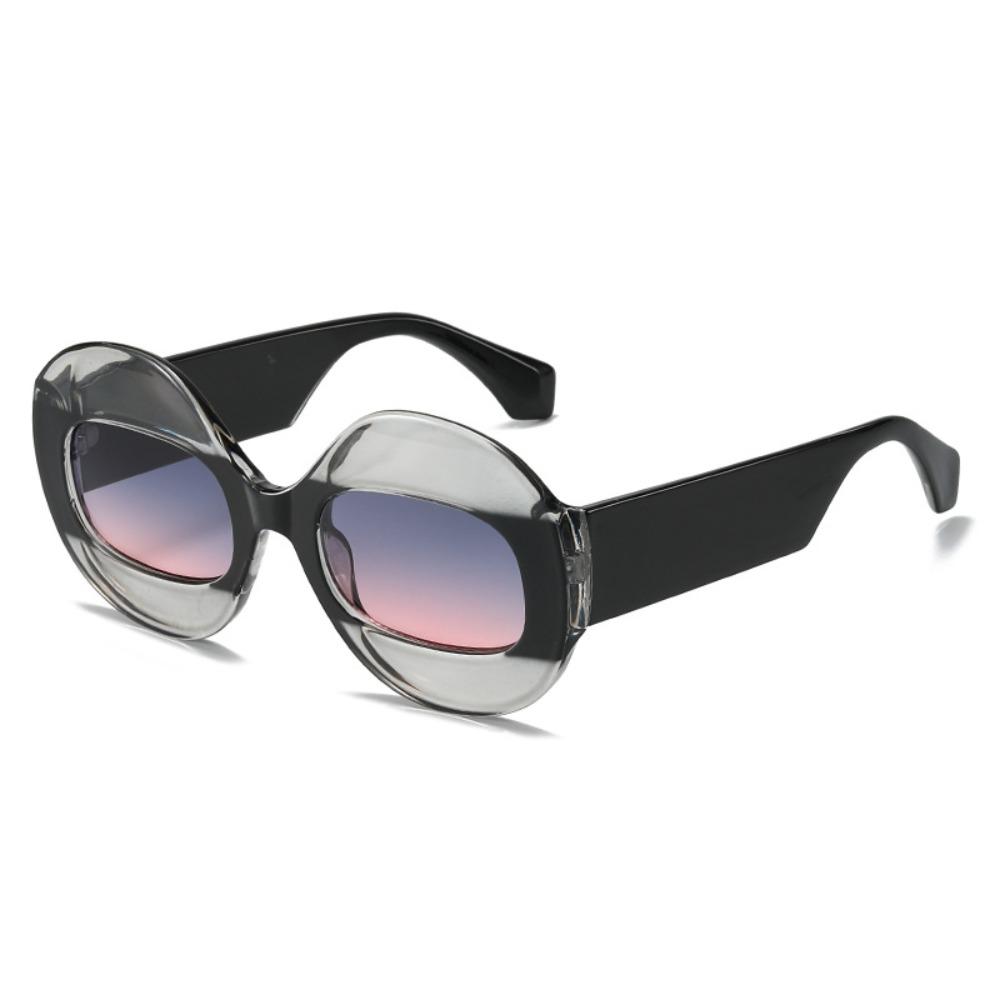 PC Sunglasses Goggles Color-block Gradient Lenses Big Frames Shades UV400 Block Glare UV Protection Sun Glasses Women Fashion