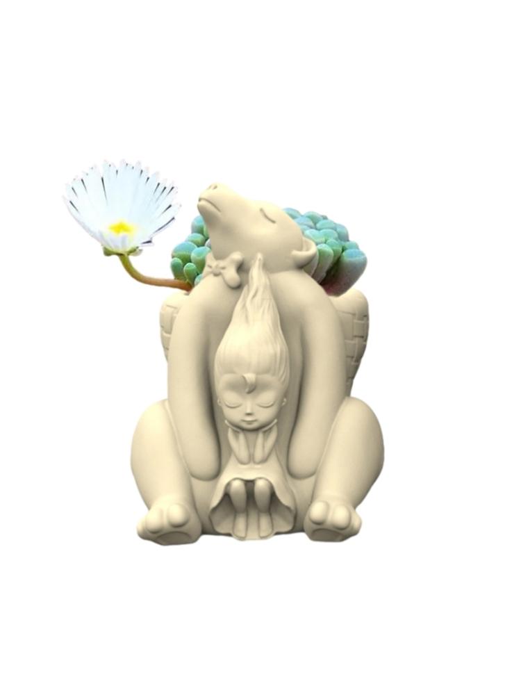 Bear and Girls Pen Holder Silicone Molds Table Ornament Mould Plaster Making Tool Succulent Planter Mold Easy To Clean