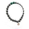 Stones and Minerals. Malachite Beads Bracelet from Congo + Hematite 8 Mm. Made In France.