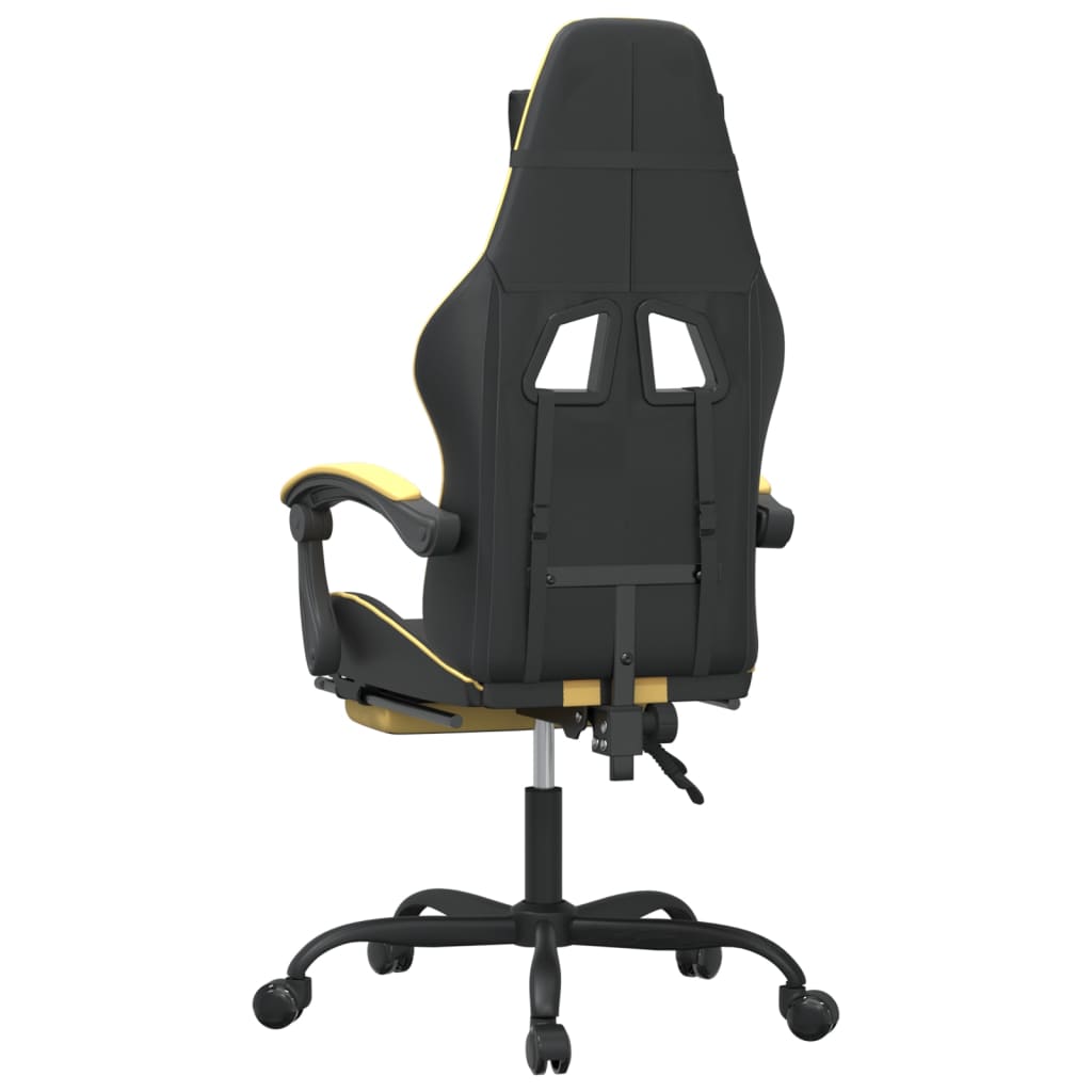 Gaming Chair with Footrest Swivel Black & Gold PU Leather
