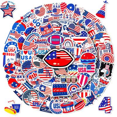 100 наклеек ко Дню независимости США Наклейки ко Дню независимости президента США Любовь Шляпа Национальный флаг Декоративные наклейки