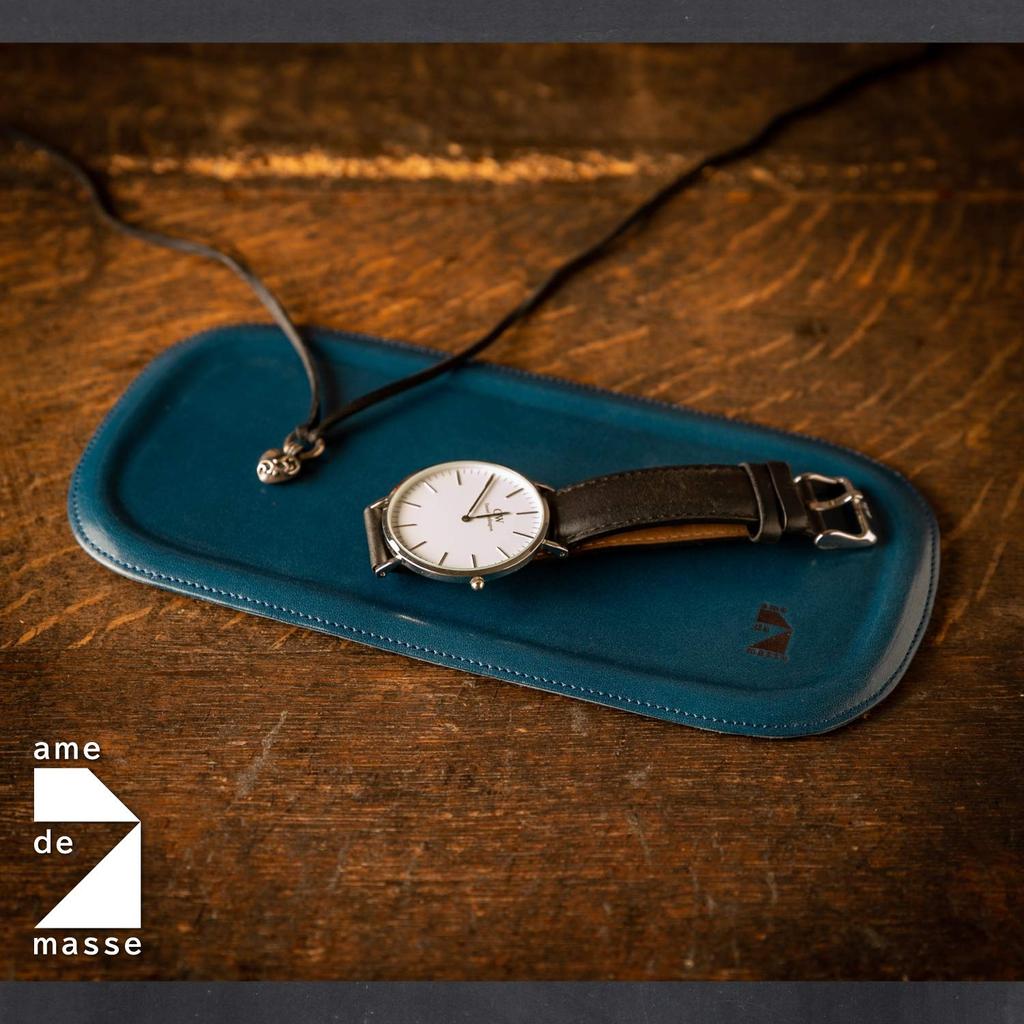 Поднос для столешницы Am de Mas, Овальный, Кожа Tochigi, Натуральная кожа, Сделано в Японии, Ручная работа, Простой, Маленькие аксессуары, TY-022, Синий