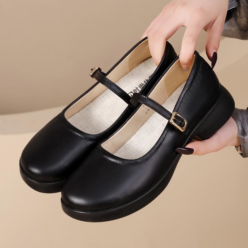 Women's Shoes Women's New Comfortable Platform Work Shoes Soft Sole Small Leather Shoes Women's Shoes Single Shoes