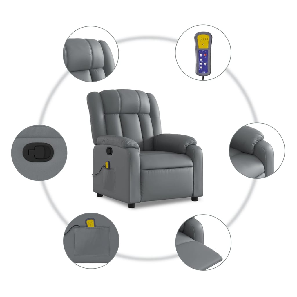 Massage Chair Relaxation Chair Grey Faux Leather