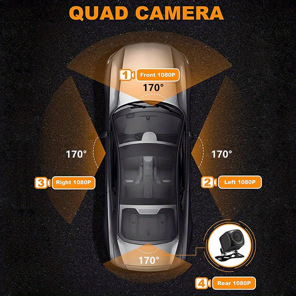 1080P Video Recorder 4Channels Car DVR WIFI Dash Cam for Cars Night Vision 360° Rear View Camera 24H Hardware Kit Car Assecories