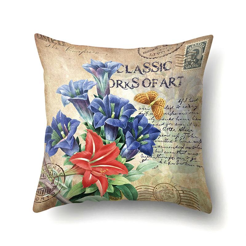 Полиэстеровая наволочка Автомобильная декорация Наволочка с ретро-принтом Чехол для поясничной подушки Чехол для подушки-башни Прикроватный чехол для подушки