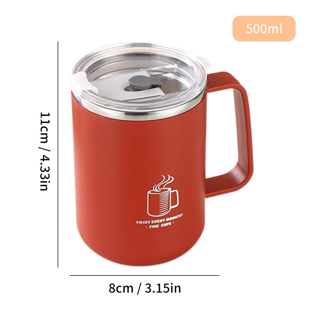 304 Stainless Steel Double-Wall Coffee Cup With Handle Portable Sealed Water Cup Reusable Insulated Milk Coffee Mug
