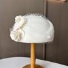 Европейский и американский Xiaoxiangfeng сетчатый берет с цветком осень-зима корейская версия модный головной убор для свадебного платья цилиндр женский бортпроводник