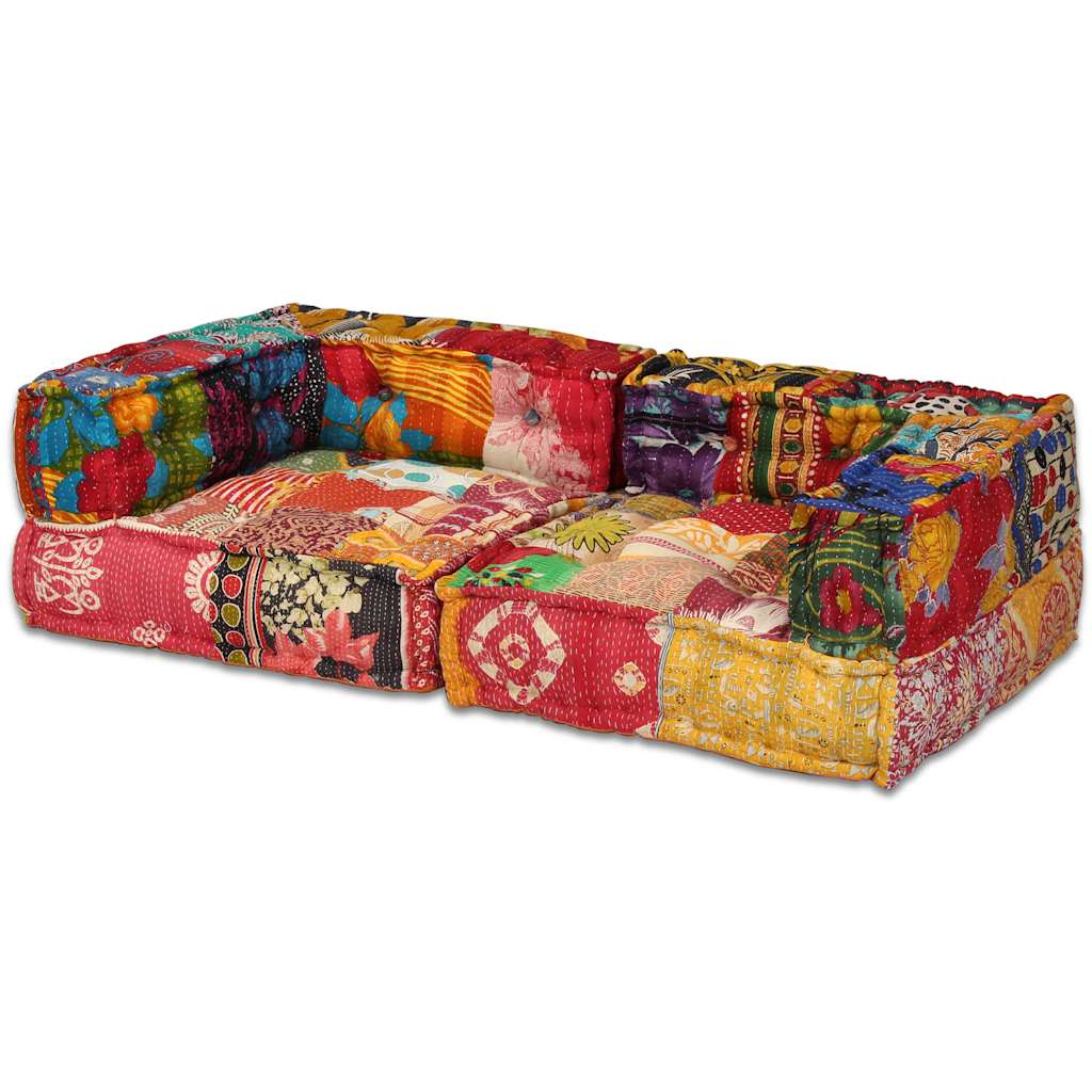 Vidaxl Puf Modułowy, 2-Osobowy, Patchwork, Tkanina