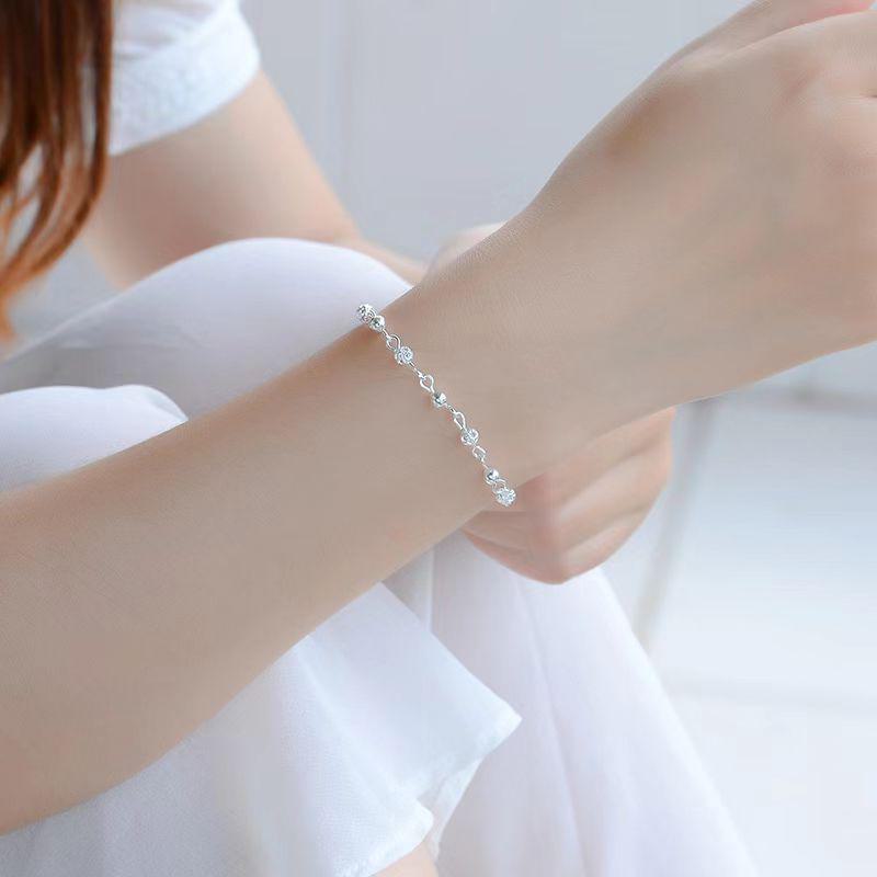 Silver-Plated Fashionable Road Beads Anklet for Women - Cold Style, Trendy Design, Couple's Temperament, Round Beads Niche Bracelet