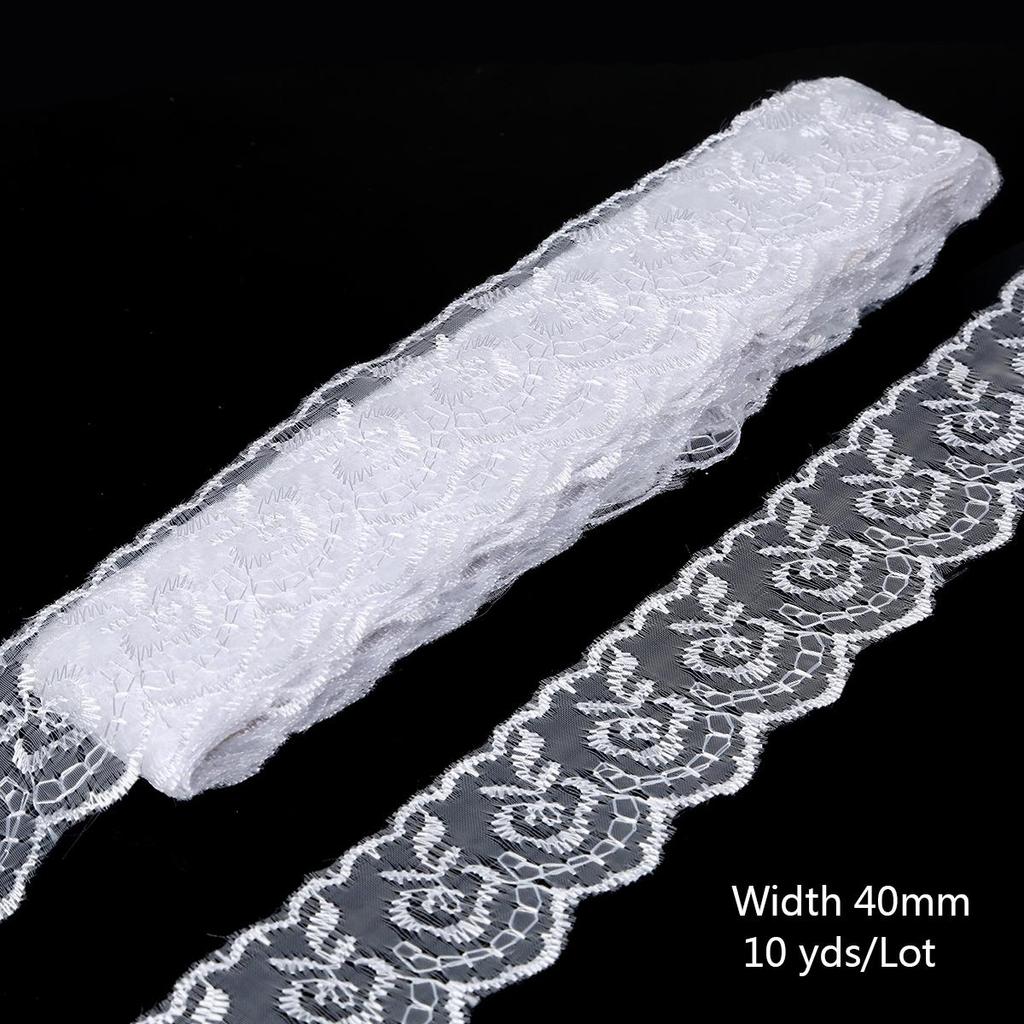 10yards/lot Multi-Color Lace Trim Fabric 40MM Embroidered Net Lace Trim For Sewing Decoration DIY Embroidered Lace Ribbon