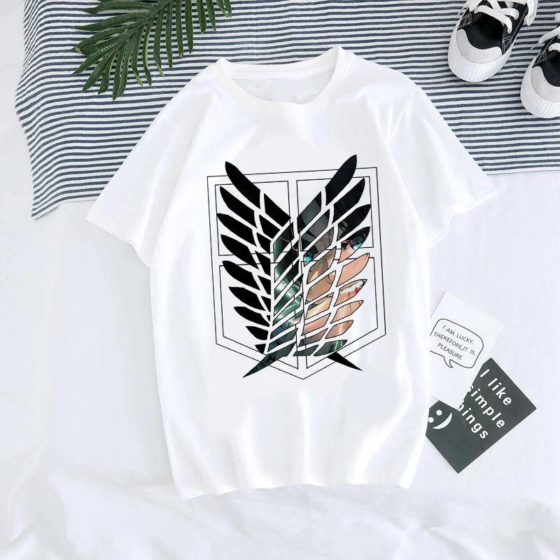 Японская аниме-футболка унисекс Атака титанов футболка унисекс кавайный мультфильм титаны атака графические футболки мужские летние топы харадзюку унисекс