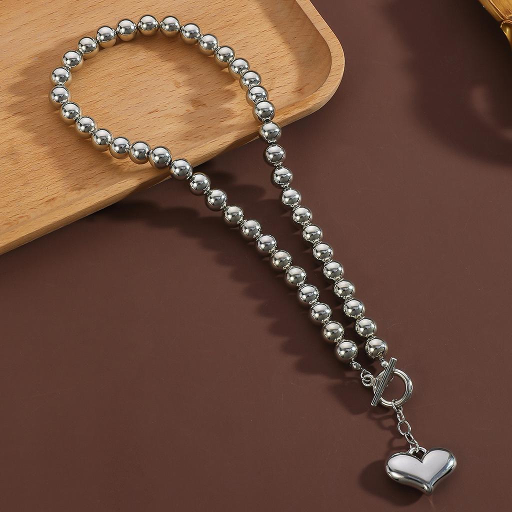 Универсальное ожерелье-чокер с имитацией жемчуга, с бусинами, в виде сердца, с преувеличенной геометрической круглой бусиной, женское