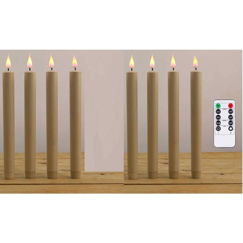 4/6/8 Pieces 10 Inch Beige Remote Control LED Decorative Candles Plastic,Flameless Purple Yellow Light Color Halloween Candles