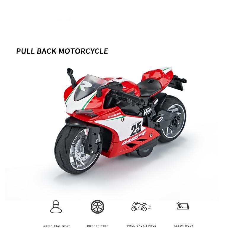 1/12 масштаб Ducati, литая под давлением модель мотоцикла, игрушка, игрушка с откатом со звуком и светом для детей, коллекция подарков для мальчиков и девочек