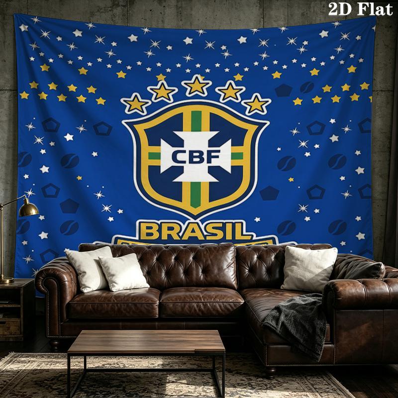 Custom Name Brazil national football team Printed Tapestry – Wall Hanging for Bedrooms, Dorms, and Home Decor
