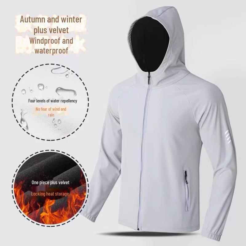 Зимняя ветрозащитная куртка унисекс из бархата со светоотражающей молнией для езды на велосипеде, бега и активного отдыха.