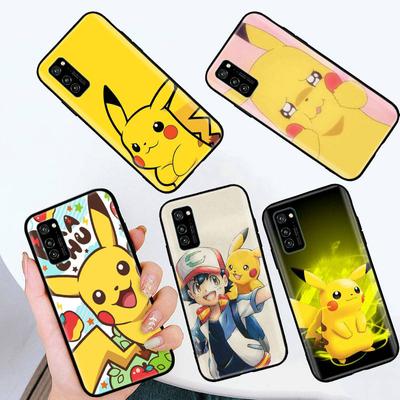 Черный чехол для Samsung Note 20 Lite S24 Ultra S23 A03 A05 A06 A11 A71 A15 A16 A13 A24 A25 A33 A52 A53 A50 M55 M35 Plus P-34 Pokemon Pikachu