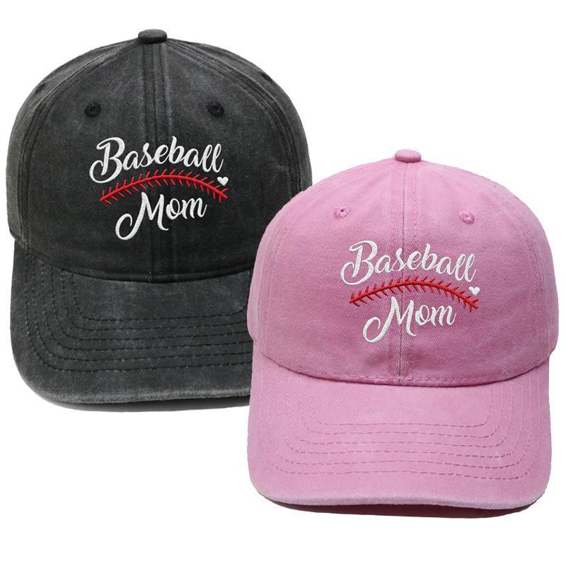 Baseball Mom Love Baseball Embroidery Washed Daddy Hat Fan Mom Viewing Shade Cap