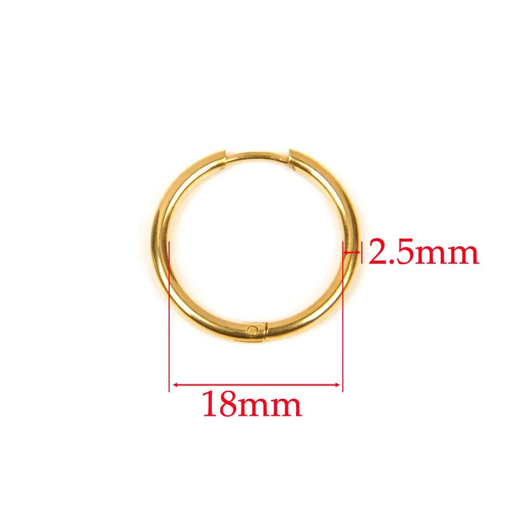 10pcs 316L Stainless Steel Hoop Earrings Women Men Punk Hiphop Circular Ear Buckle Ring Jewelry Gold Color Accessories Wholesale