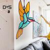 Acrylic Hummingbird Suncatcher Hanging Decoration Home Office Indoor Outdoor Garden Wall Art Stained Glass Bird Ornament Pendant Christmas Gift