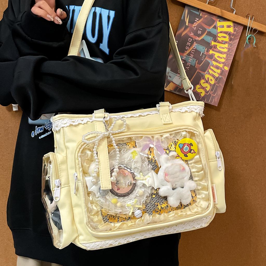 Милая японская сумка ита в стиле Y2K, прозрачная сумка-тоут через плечо, большая вместимость, повседневная сумка кроссбоди, сумки для DIY-дисплея