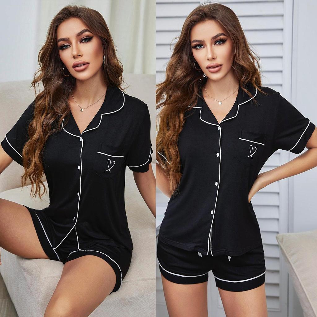 Женские пижамы, рубашка и шорты, комплект из 2 предметов, вискозные спальные костюмы, летняя домашняя повседневная одежда, удобная ночная рубашка для сна и отдыха