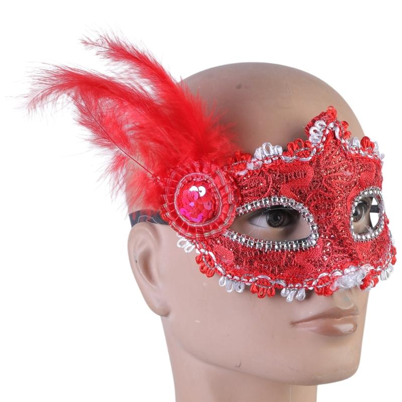 Masquerade Mask Wedding Carnival Party Performance Costumes Sex Lady Lace Mask Venice Feather Sexy Halloween Mask Gift