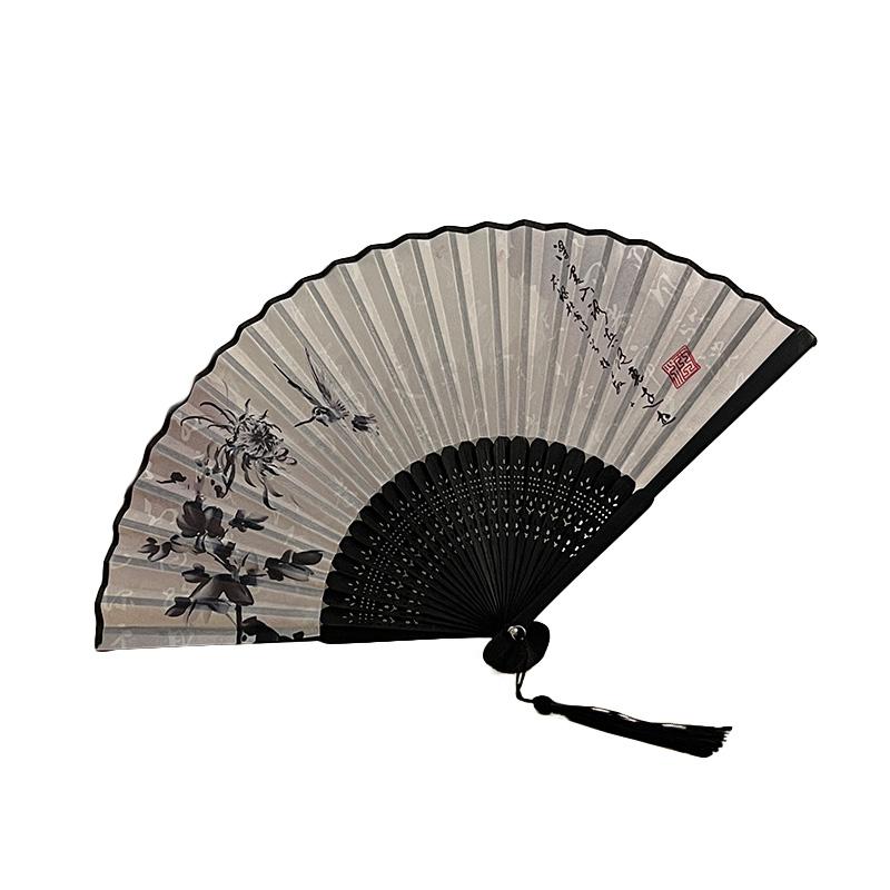 1 шт., ручной веер, тканевый складной веер, танцевальный веер, свадебный подарок ручной работы, двухсторонний бамбуковый